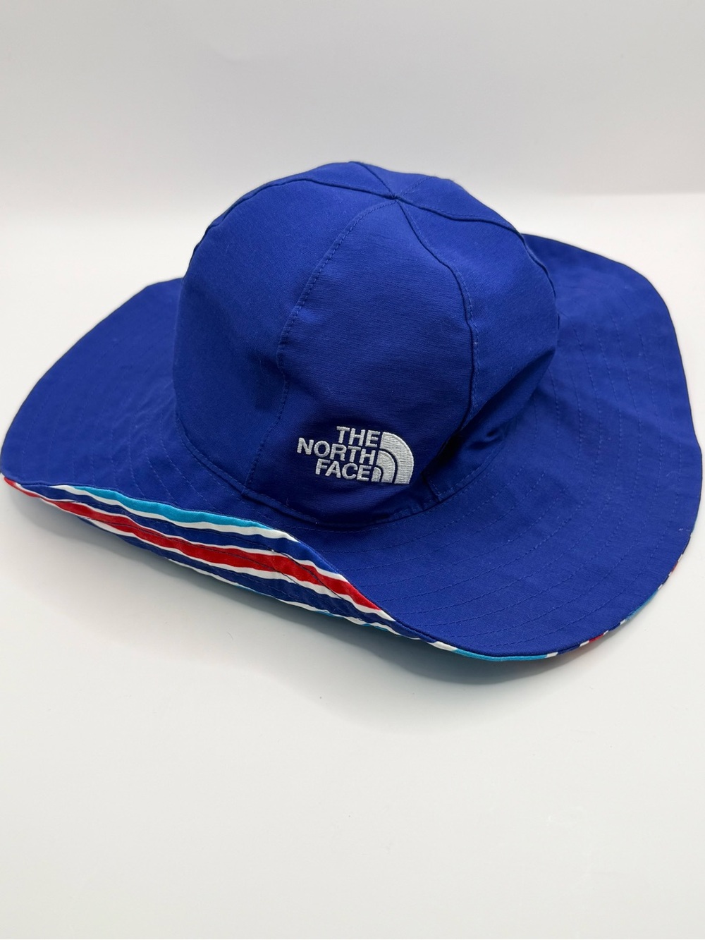 The North Face Baby Boy Little Brimmer Hat Blue Stripe Reversible